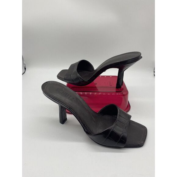 SCHUTZ Shoes - Schutz Womens Black Posseni High Heel Slip On Stiletto Sandals Sz US 6.5B